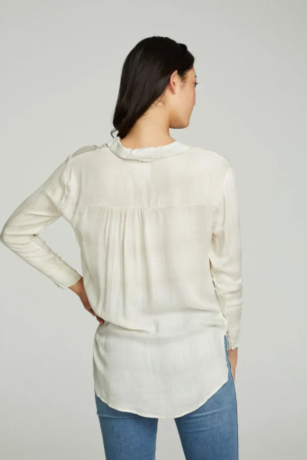 Cheap Long Sleeve Drop Shoulder Hi Lo Button Down Shirttail Tunic Women Tops
