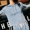 Online Long Sleeve Hoodie With Lace Up Sides Women Outerwear | Tops