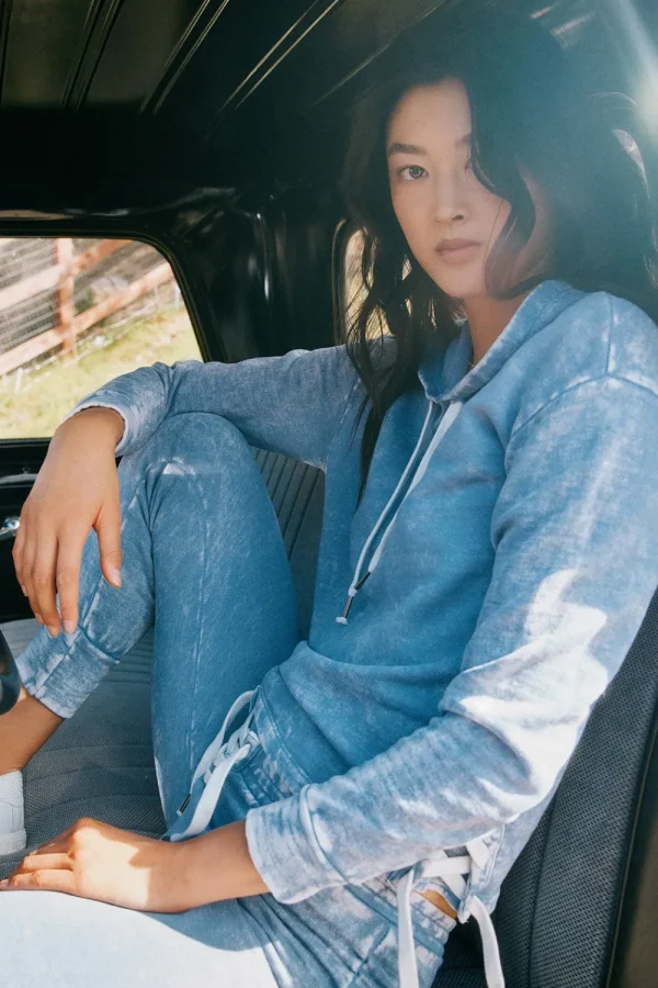 Online Long Sleeve Hoodie With Lace Up Sides Women Outerwear | Tops