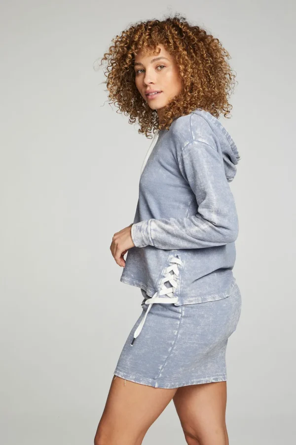 Online Long Sleeve Hoodie With Lace Up Sides Women Outerwear | Tops