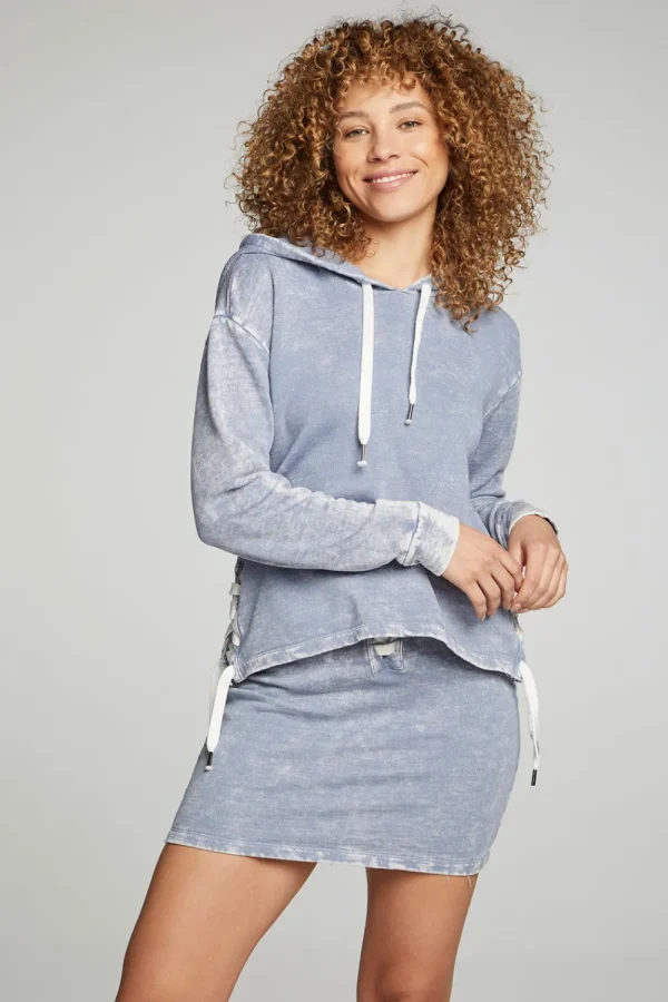 Online Long Sleeve Hoodie With Lace Up Sides Women Outerwear | Tops