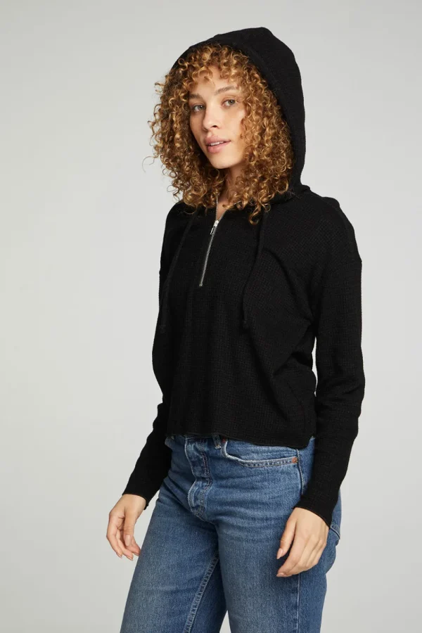 Store Long Sleeve Semi Cropped Zip Front Hoodie Women Outerwear | Tops