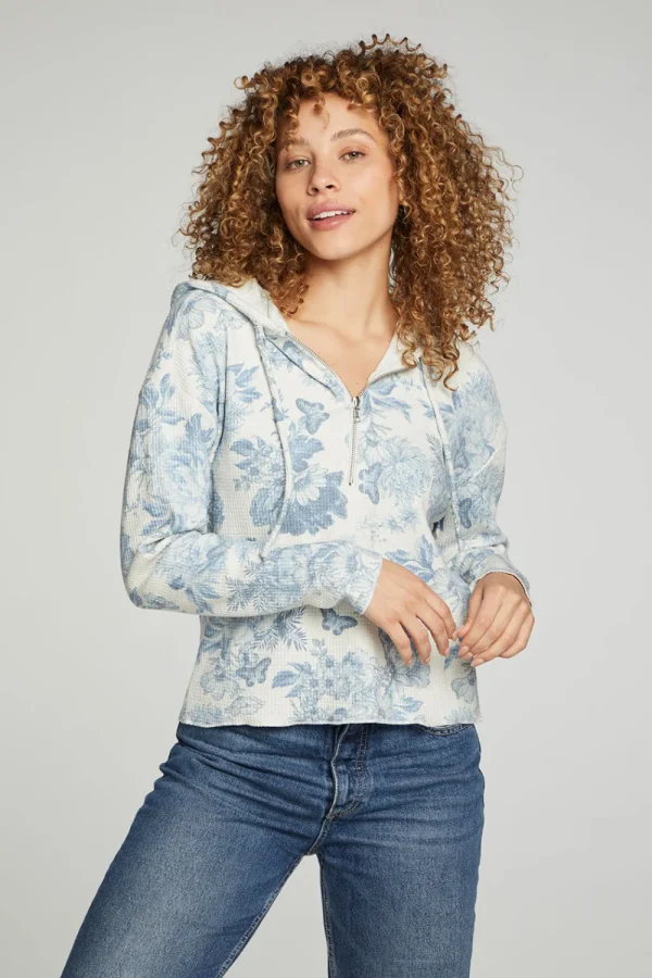 Cheap Long Sleeve Semi Cropped Zip Front Hoodie Women Outerwear | Tops