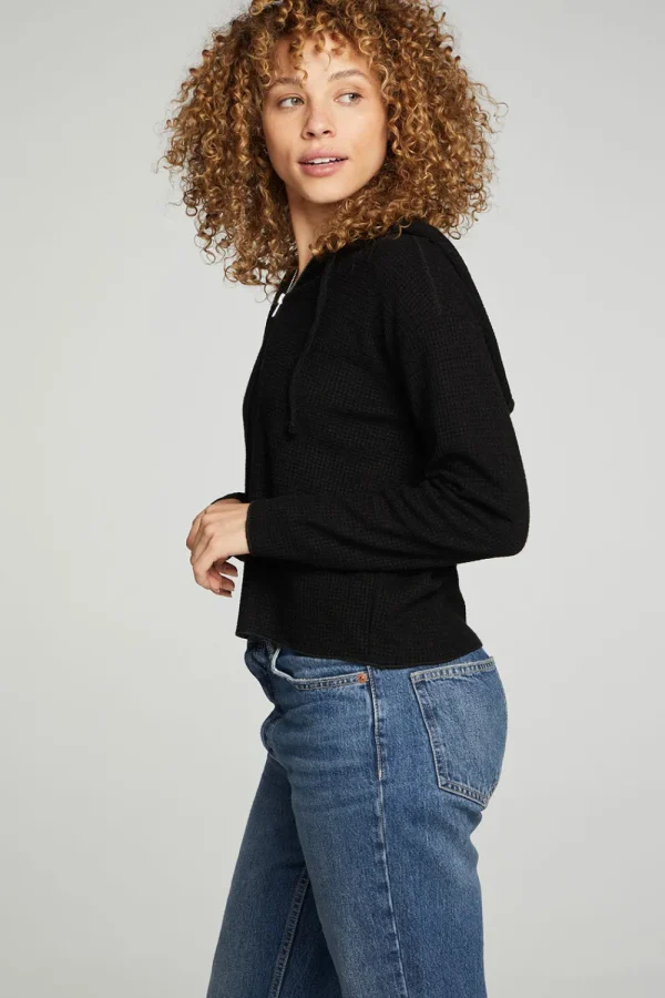 Store Long Sleeve Semi Cropped Zip Front Hoodie Women Outerwear | Tops