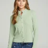 Fashion Long Sleeve Snap Front Mock Neck Tee Women Tops