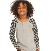 Sale Long Sleeve Splatter Checker Raglan Button Up Henley Kids/BOY Boys
