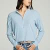 Cheap Long Sleeve Zipper Mock Neck Semi Cropped Tee Women Tops