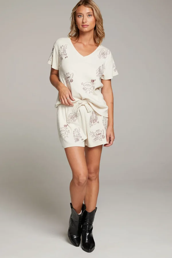 Fashion Love Rock Embroidery Shorts Women Loungewear | Graphics