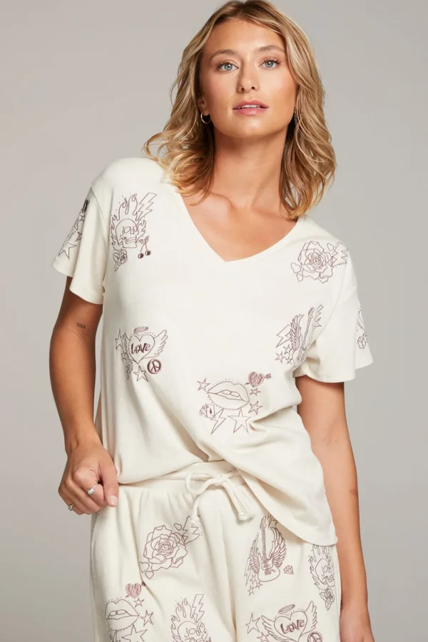 Discount Love Rock Embroidery Tee Women Loungewear | Graphics