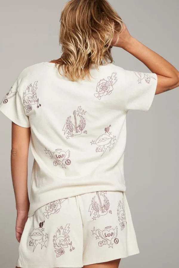 Discount Love Rock Embroidery Tee Women Loungewear | Graphics