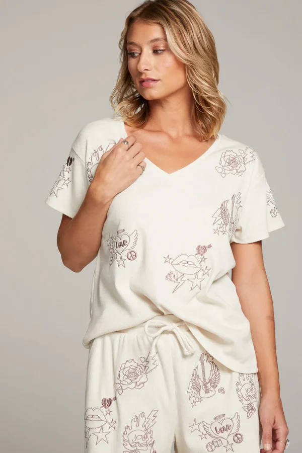 Discount Love Rock Embroidery Tee Women Loungewear | Graphics