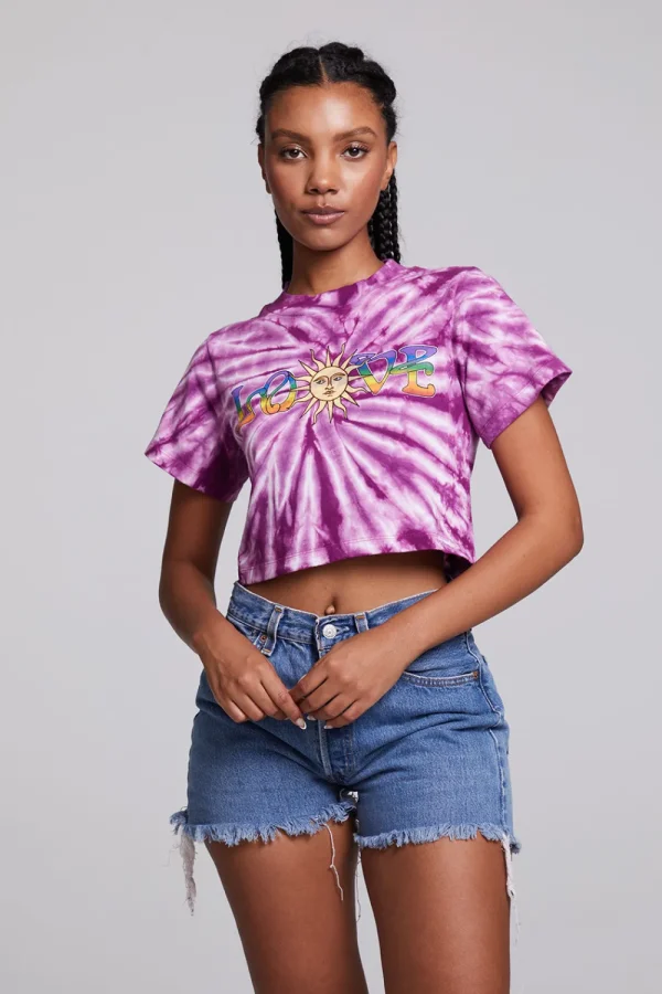 Fashion Love Sun Crop Crew Neck Tee Women Loungewear | Graphics