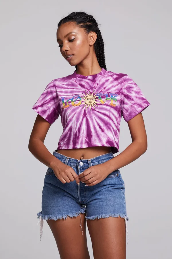 Fashion Love Sun Crop Crew Neck Tee Women Loungewear | Graphics