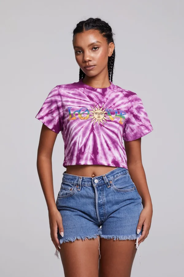 Fashion Love Sun Crop Crew Neck Tee Women Loungewear | Graphics