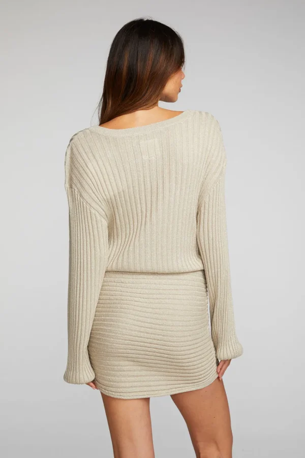 Outlet Lurex Rib Knit Mini Dress With Shirring Women Loungewear | Dresses
