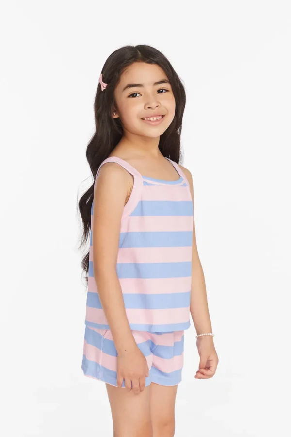 Clearance Mae Bubblegum Stripe Girls Tank Top Kids Girls