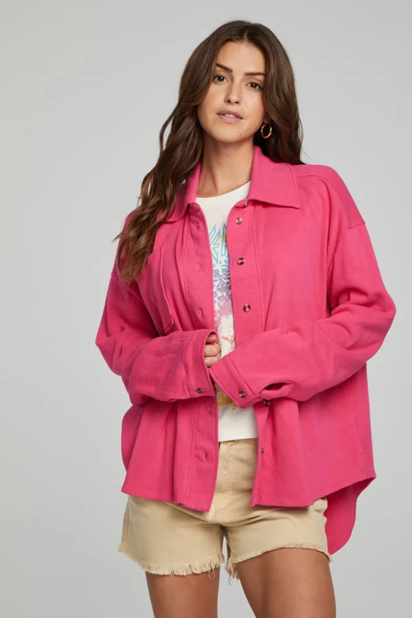 Hot Malone Button Down - Fuchsia Women Outerwear | Loungewear