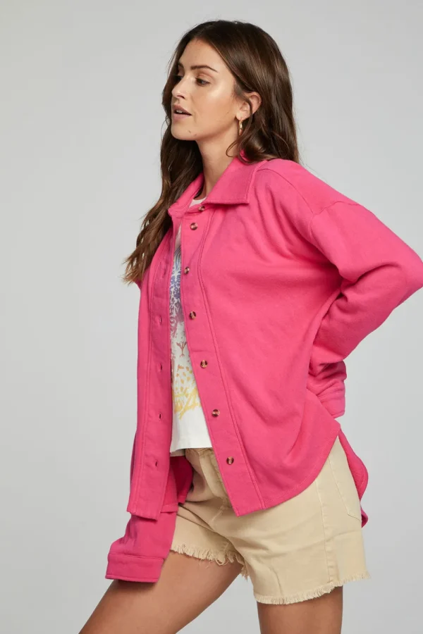 Hot Malone Button Down - Fuchsia Women Outerwear | Loungewear