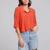 Fashion Marine Crop Button Down - Tigerlily Women Loungewear | Tops
