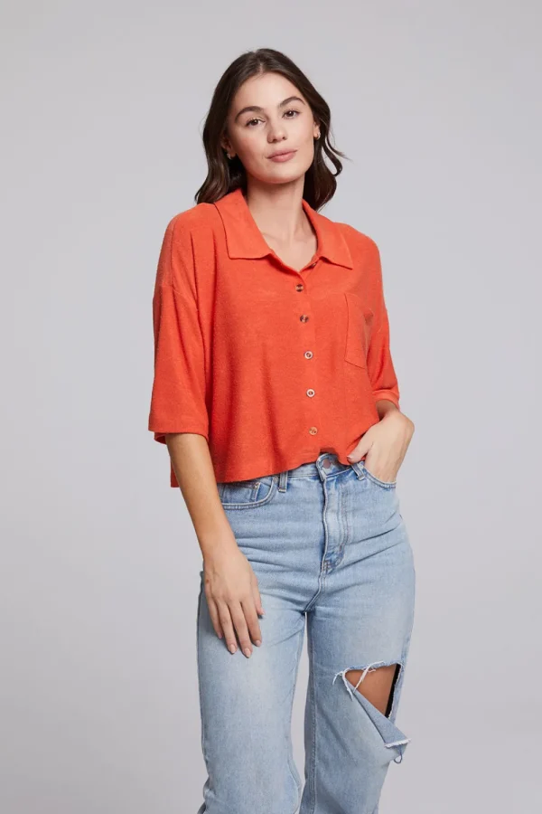 Fashion Marine Crop Button Down - Tigerlily Women Loungewear | Tops