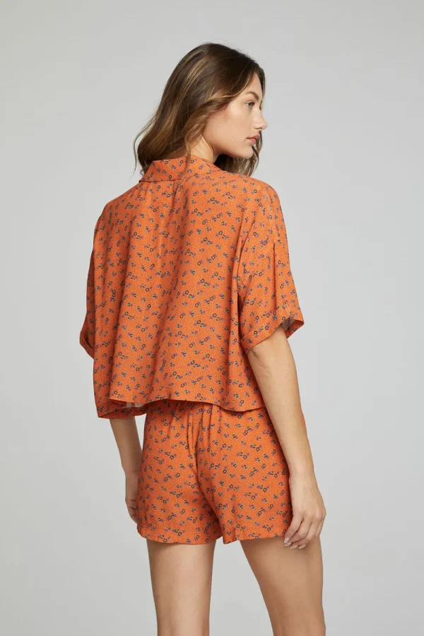 Flash Sale Marine Crop Button Down - Tigerlily Floral Print Women Loungewear | Tops