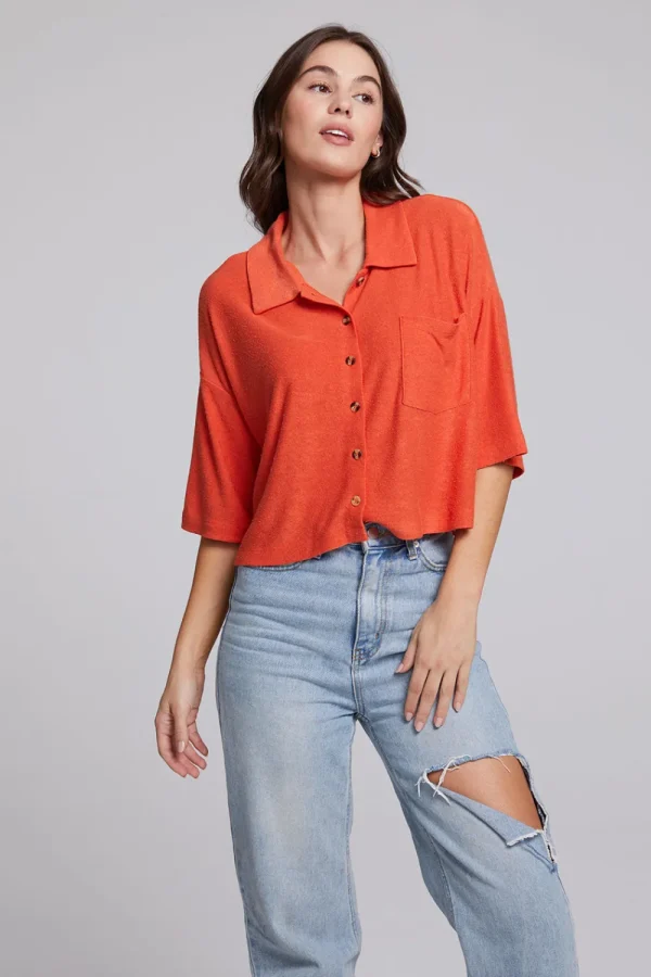Fashion Marine Crop Button Down - Tigerlily Women Loungewear | Tops