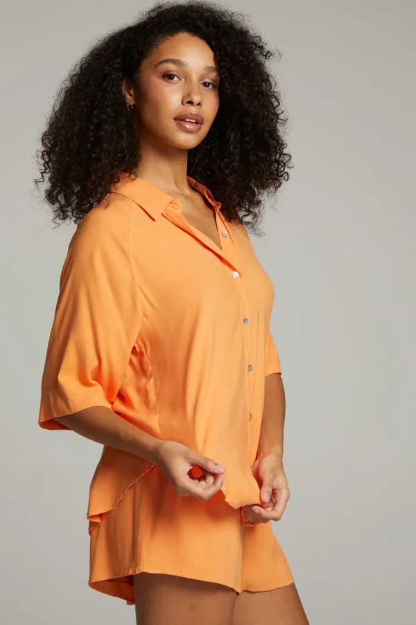 Online Marlin Tangerine Button Up Women Loungewear | Tops