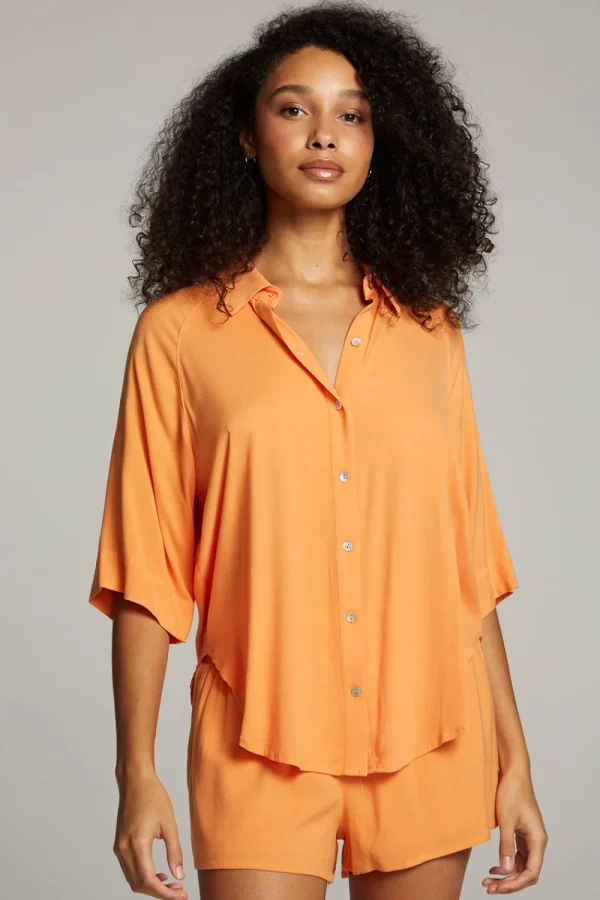 Online Marlin Tangerine Button Up Women Loungewear | Tops