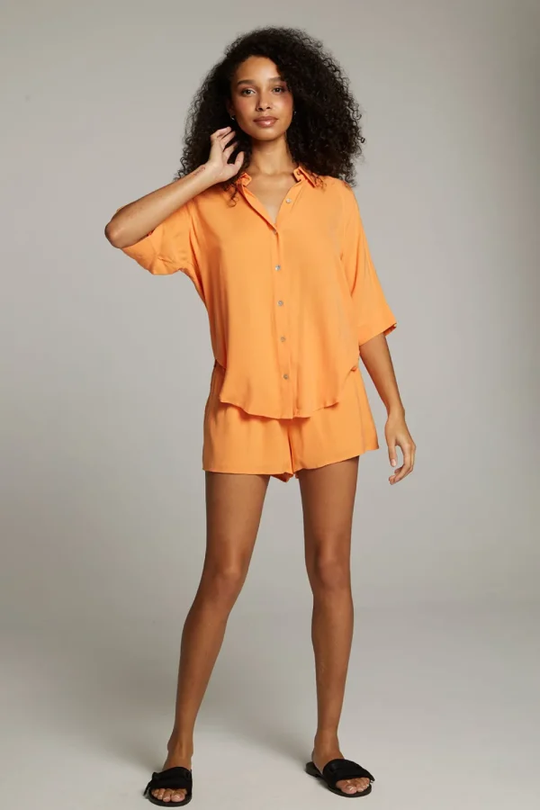 Online Marlin Tangerine Button Up Women Loungewear | Tops