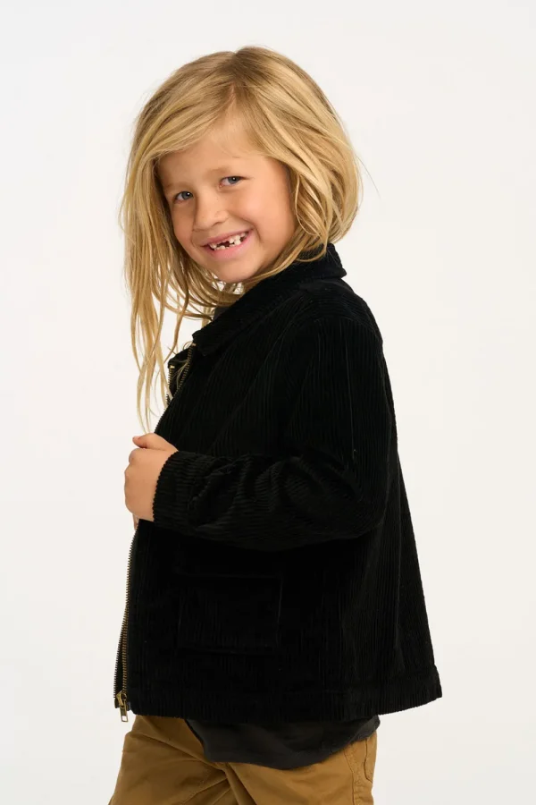 Shop Martin Raven Black Zip Up Corduroy Jacket Kids/BOY Boys