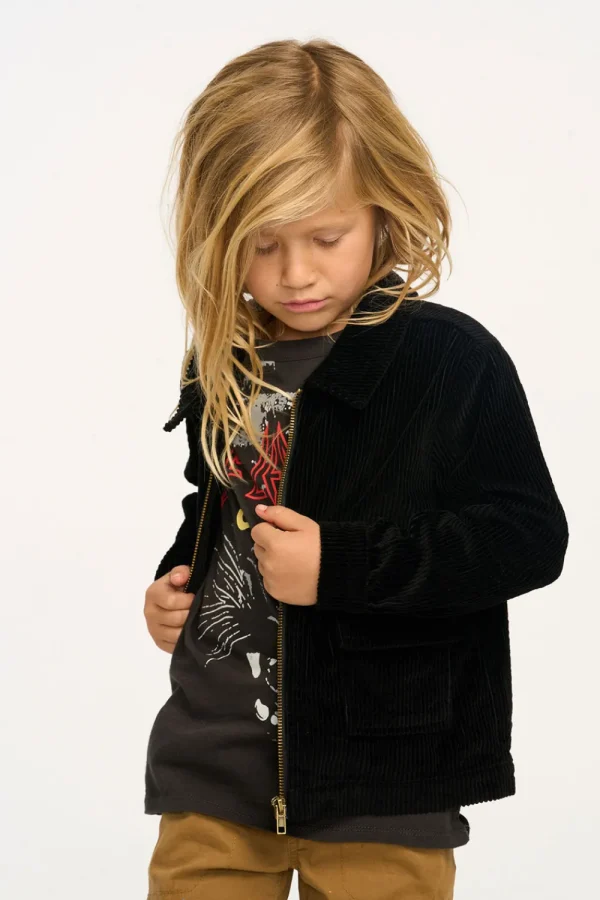 Shop Martin Raven Black Zip Up Corduroy Jacket Kids/BOY Boys