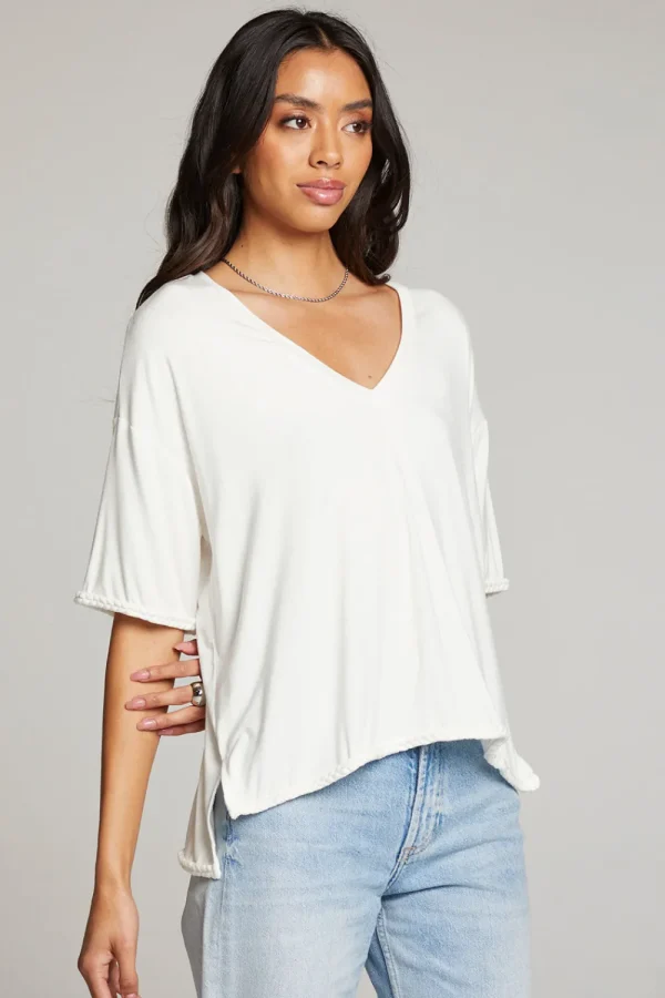 Clearance Mason White V Neck Women Loungewear | Tops