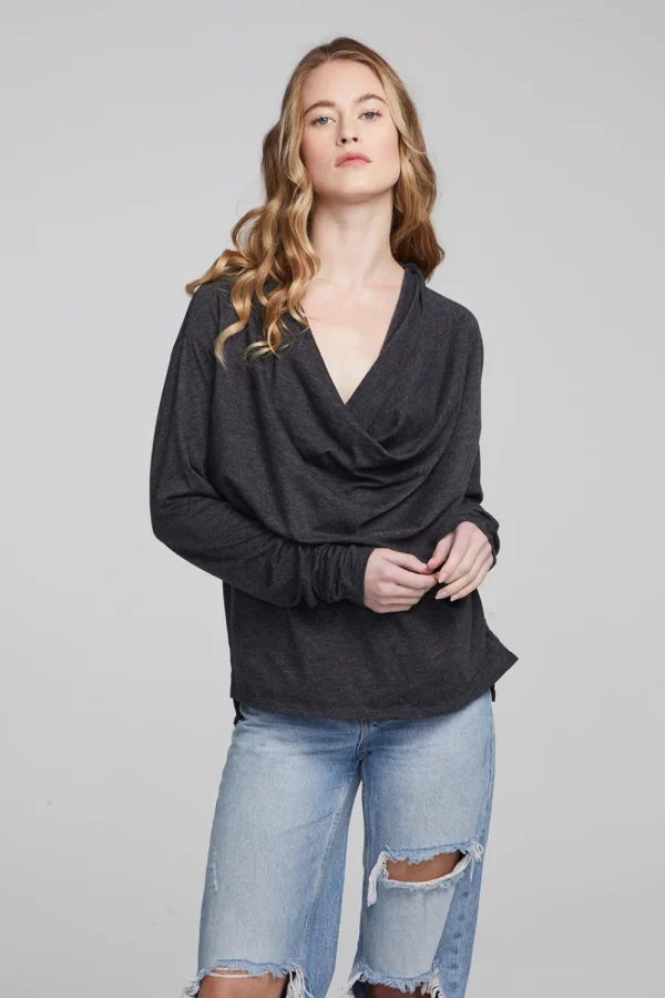 Clearance Mela Shadow Black Long Sleeve Women Loungewear | Tops
