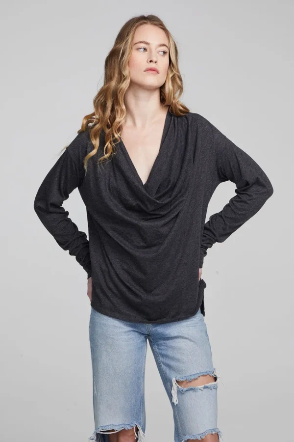 Clearance Mela Shadow Black Long Sleeve Women Loungewear | Tops