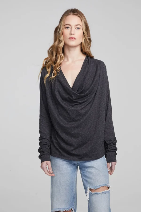 Clearance Mela Shadow Black Long Sleeve Women Loungewear | Tops