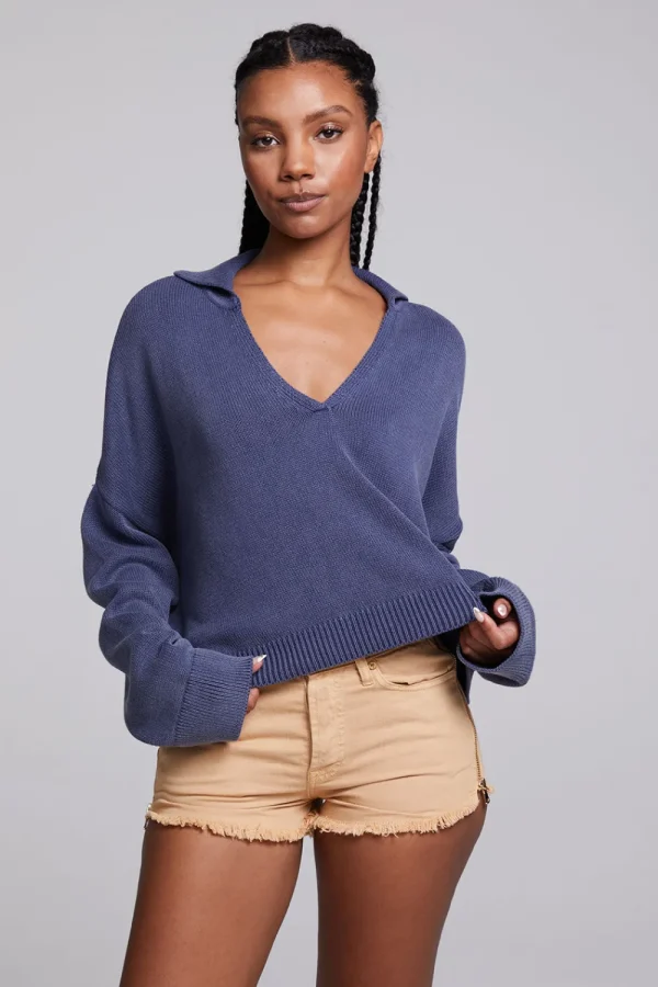 Shop Mercury Washed Indigo Crop Pullover Women Outerwear | Loungewear