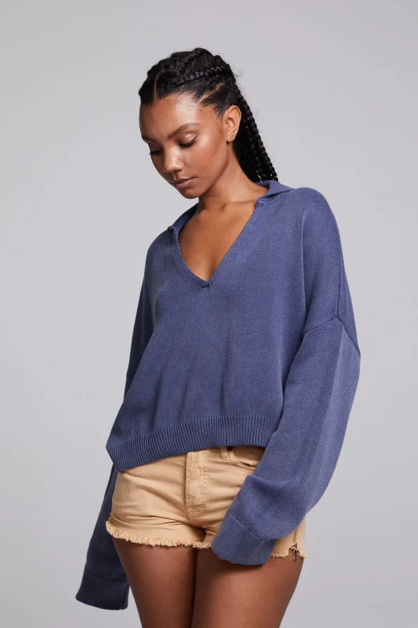 Shop Mercury Washed Indigo Crop Pullover Women Outerwear | Loungewear