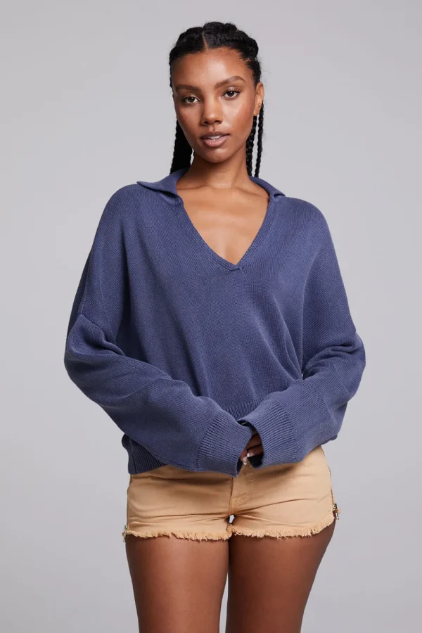 Shop Mercury Washed Indigo Crop Pullover Women Outerwear | Loungewear