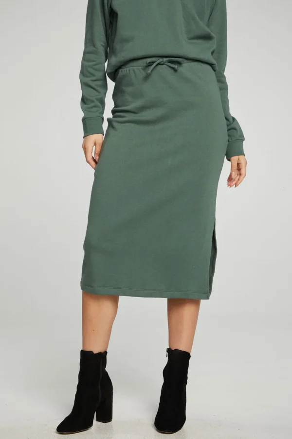Best Midi Drawstring Skirt With Side Slit Women Bottoms