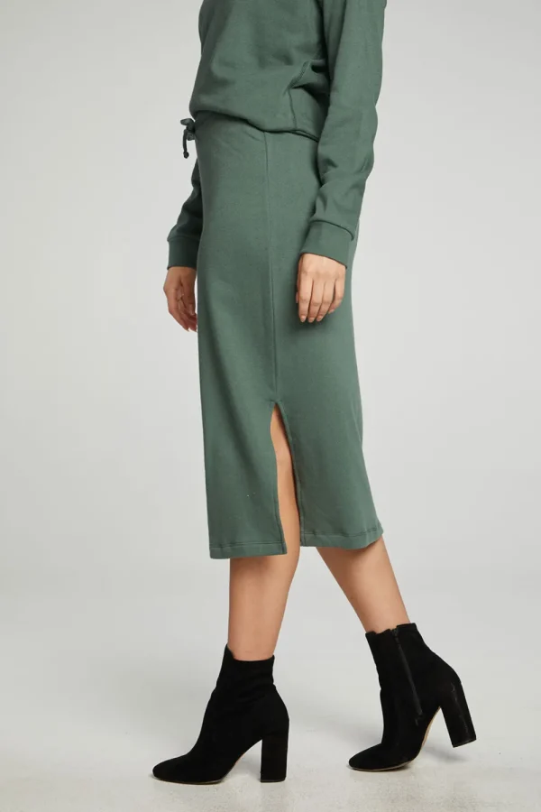 Best Midi Drawstring Skirt With Side Slit Women Bottoms