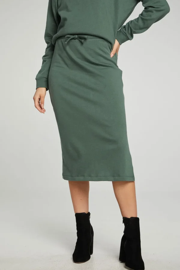 Best Midi Drawstring Skirt With Side Slit Women Bottoms