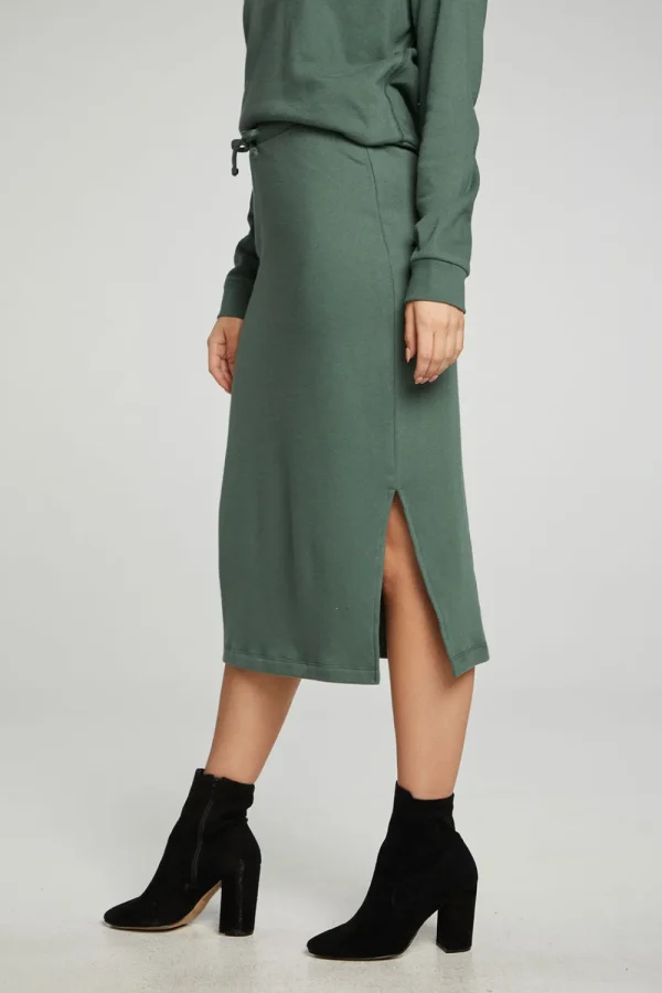Best Midi Drawstring Skirt With Side Slit Women Bottoms