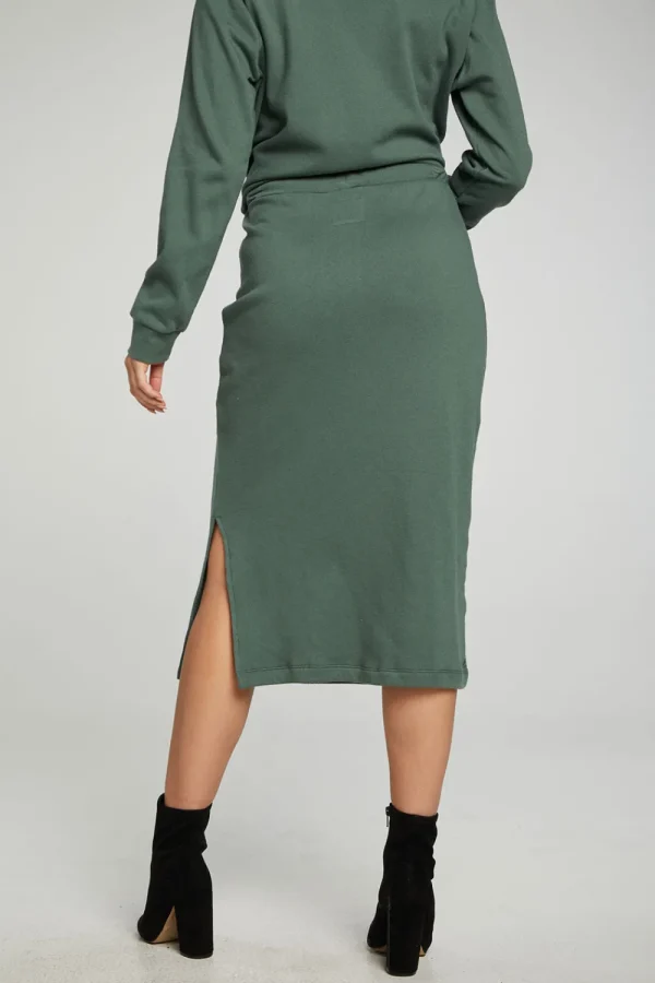 Best Midi Drawstring Skirt With Side Slit Women Bottoms