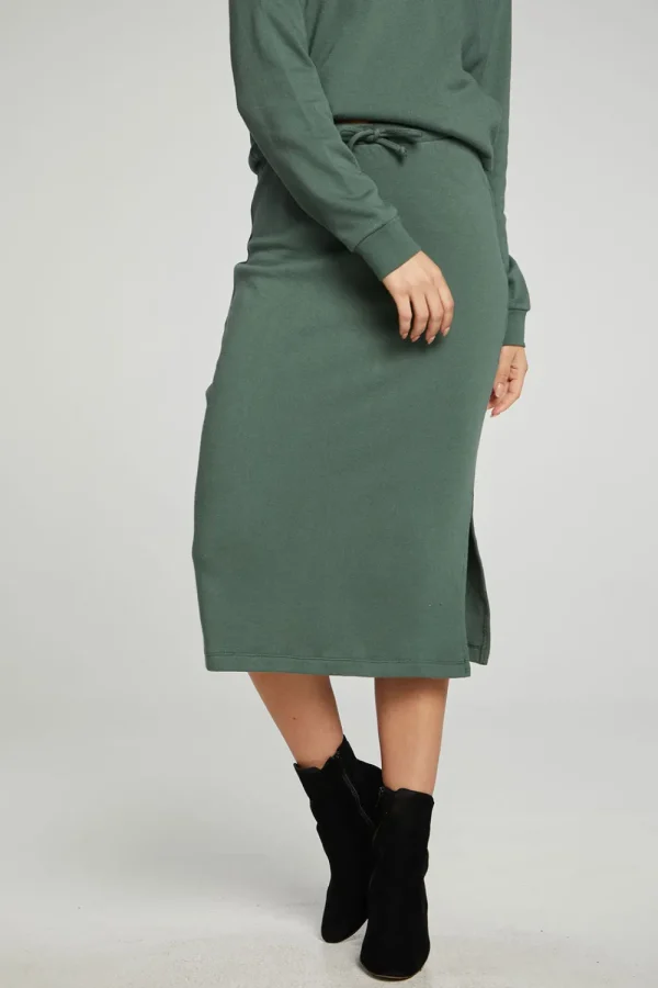 Best Midi Drawstring Skirt With Side Slit Women Bottoms