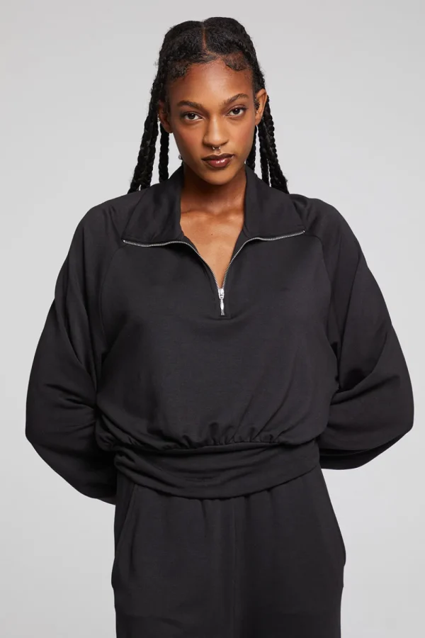 New Midnight Licorice Half Zip Women Loungewear | Tops