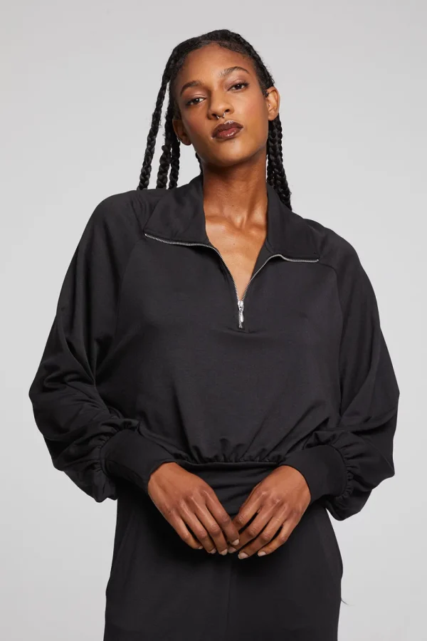New Midnight Licorice Half Zip Women Loungewear | Tops