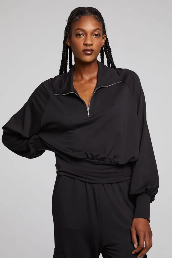 New Midnight Licorice Half Zip Women Loungewear | Tops