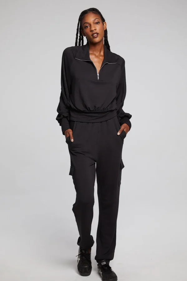 New Midnight Licorice Half Zip Women Loungewear | Tops