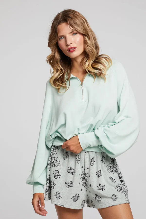 Online Midnight Matcha Half Zip Women Loungewear | Tops