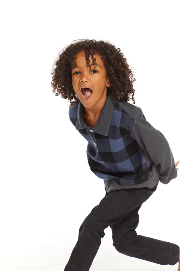 New Mike Ghost Plaid Collared Shirt Kids/BOY Boys